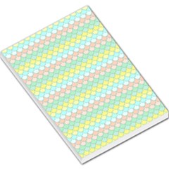 Scallop Repeat Pattern In Miami Pastel Aqua, Pink, Mint And Lemon Large Memo Pads by PaperandFrill