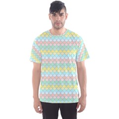 Scallop Repeat Pattern In Miami Pastel Aqua, Pink, Mint And Lemon Men s Sport Mesh Tees