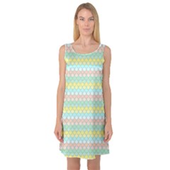 Scallop Repeat Pattern In Miami Pastel Aqua, Pink, Mint And Lemon Sleeveless Satin Nightdresses by PaperandFrill