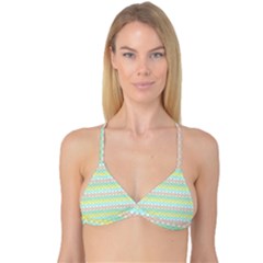 Scallop Repeat Pattern In Miami Pastel Aqua, Pink, Mint And Lemon Reversible Tri Bikini Tops by PaperandFrill