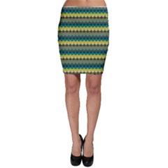 Scallop Pattern Repeat In  new York  Teal, Mustard, Grey And Moss Bodycon Skirts by PaperandFrill