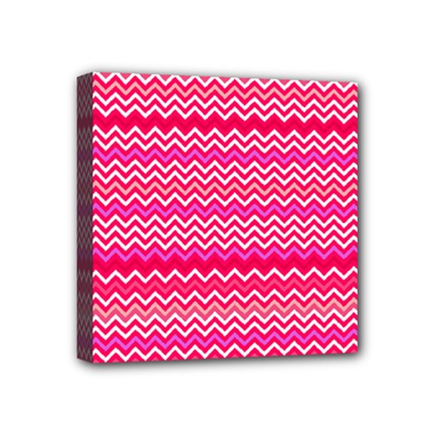 Valentine Pink And Red Wavy Chevron Zigzag Pattern Mini Canvas 4  X 4  by PaperandFrill
