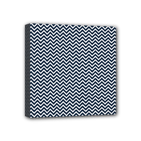 Blue And White Chevron Wavy Zigzag Stripes Mini Canvas 4  X 4  by PaperandFrill