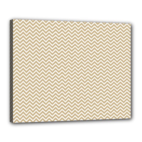 Gold And White Chevron Wavy Zigzag Stripes Canvas 20  X 16  by PaperandFrill