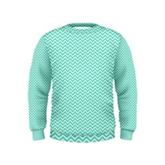 Tiffany Aqua And White Chevron Wavy Zigzag Stripes Boys  Sweatshirts by PaperandFrill