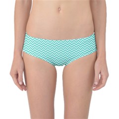 Tiffany Aqua And White Chevron Wavy Zigzag Stripes Classic Bikini Bottoms by PaperandFrill