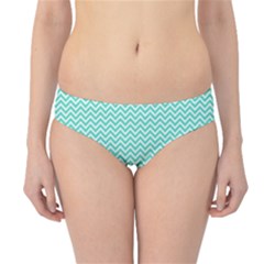 Tiffany Aqua And White Chevron Wavy Zigzag Stripes Hipster Bikini Bottoms