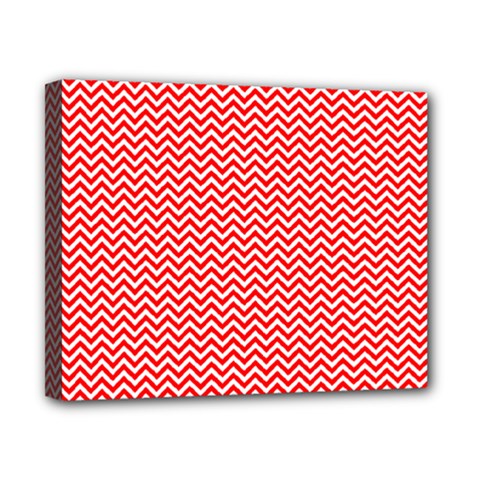 Red And White Chevron Wavy Zigzag Stripes Canvas 10  X 8  by PaperandFrill