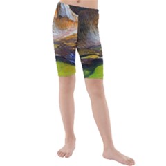 Left Fork Creek Kid s Mid Length Swim Shorts by trendistuff