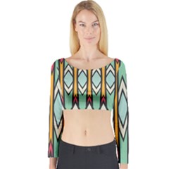 Rhombus And Arrows Pattern Long Sleeve Crop Top by LalyLauraFLM