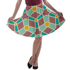 Stars And Other Shapes Pattern A-line Skater Skirt by LalyLauraFLM