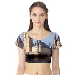 Segovia Castle Short Sleeve Crop Top by trendistuff