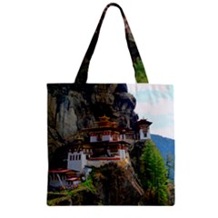 Paro Taktsang Zipper Grocery Tote Bags by trendistuff