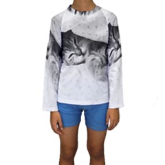 Sleepy Kitty Kid s Long Sleeve Swimwear by trendistuff