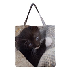 Pretty Blue-eyed Kitty Grocery Tote Bags by trendistuff