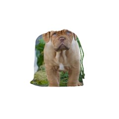 Cute Wrinkly Puppy Drawstring Pouches (small)  by trendistuff