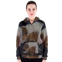 Adorable Baby Puppies Women s Zipper Hoodies