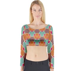 Stars And Honeycombs Pattern Long Sleeve Crop Top by LalyLauraFLM