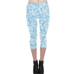 Officially Sexy Baby Blue & White Cracked Pattern Capri Leggings  by OfficiallySexy