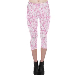 Officially Sexy Baby Pink & White Cracked Pattern Capri Leggings  by OfficiallySexy