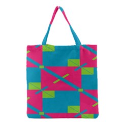 Rectangles And Diagonal Stripes Grocery Tote Bag by LalyLauraFLM