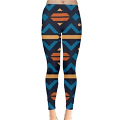 Rhombus  Circles And Waves Pattern Leggings by LalyLauraFLM