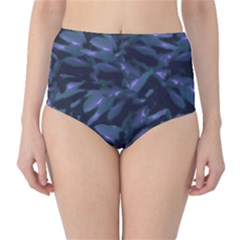 Tropical Dark Patterned High-waist Bikini Bottoms