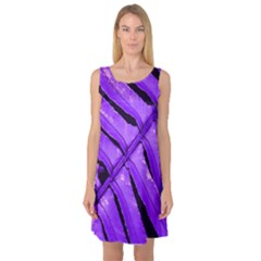 Purple Fern Sleeveless Satin Nightdress