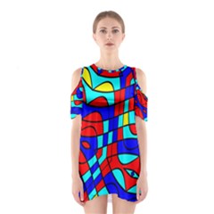 Colorful Bent Shapes Women s Cutout Shoulder Dress by LalyLauraFLM