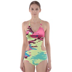 Chaos texture Cut-Out One Piece Swimsuit