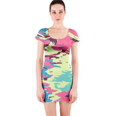 Chaos texture Short sleeve Bodycon dress