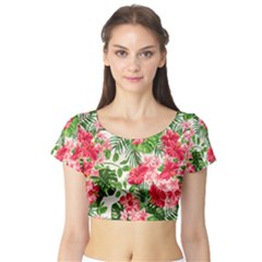 Floral Short Sleeve Crop Top (tight Fit)