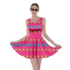 Hearts And Rhombus Pattern Skater Dress by LalyLauraFLM