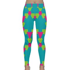 Triangles Honeycombs And Other Shapes Pattern Yoga Leggings by LalyLauraFLM