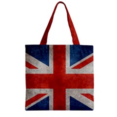 Union Jack 3x5 V10 Vintage Bright Print F Sml Zipper Grocery Tote Bags by bruzer