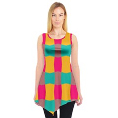 Distorted Shapes In Retro Colors Pattern Sleeveless Tunic
