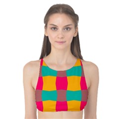 Distorted Shapes In Retro Colors Pattern Tank Bikini Top by LalyLauraFLM