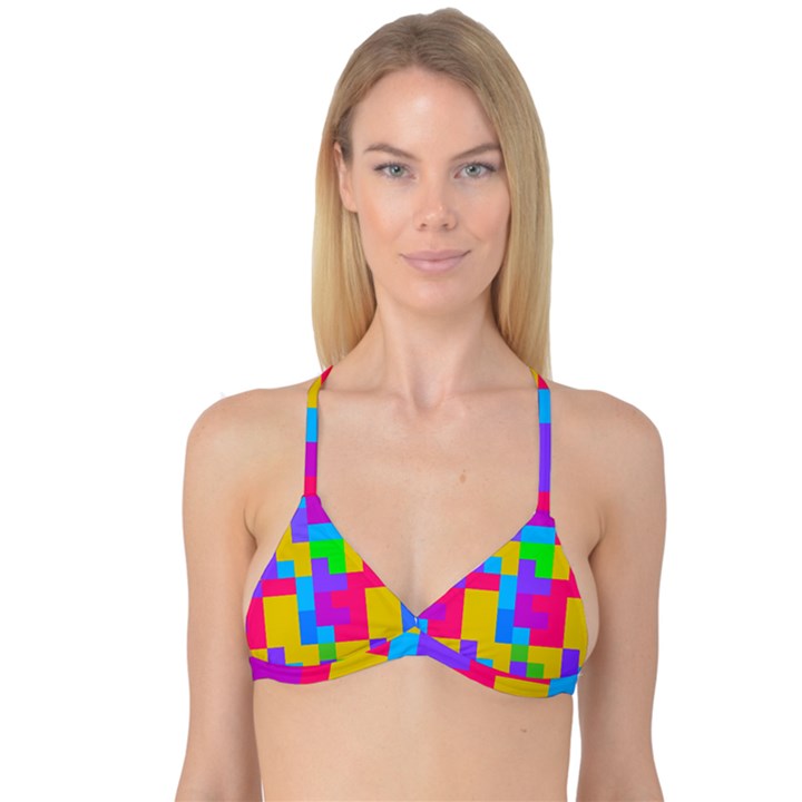 Colorful tetris shapes Reversible Tri Bikini Top