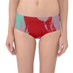 Red Pink Green Texture Mid-waist Bikini Bottoms by LalyLauraFLM