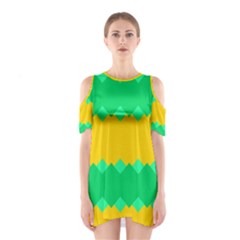 Green Rhombus Chains Women s Cutout Shoulder Dress by LalyLauraFLM