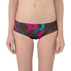 Brown Pink Blue Shapes Classic Bikini Bottoms