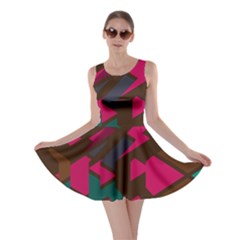 Brown Pink Blue Shapes Skater Dress by LalyLauraFLM