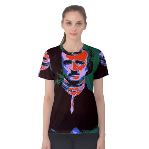 Edgar Allan Poe Pop Art  Women s Cotton Tee by icarusismartdesigns