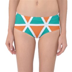 Orange Green Triangles Pattern Mid-waist Bikini Bottoms by LalyLauraFLM