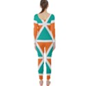 Orange green triangles pattern  Long Sleeve Catsuit View2