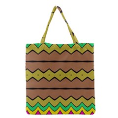 Rhombus And Waves Grocery Tote Bag by LalyLauraFLM