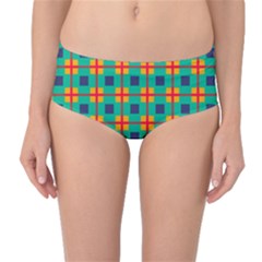 Squares In Retro Colors Pattern Mid-waist Bikini Bottoms by LalyLauraFLM