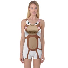 Female Monkey With Flower One Piece Boyleg Swimsuit