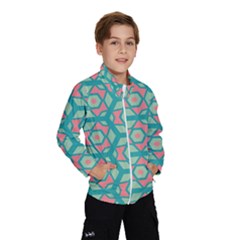 Pink Honeycombs Flowers Pattern  Wind Breaker (kids) by LalyLauraFLM