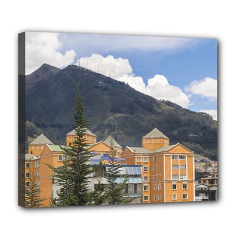 Buildings And Mountains Urban Scene In Quito Ecuador Deluxe Canvas 24  X 20   by dflcprints